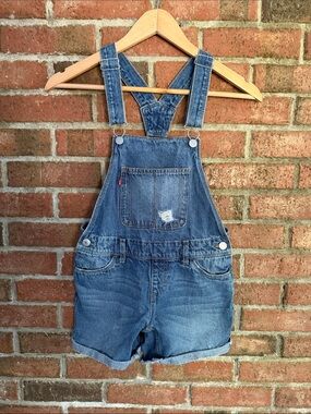 Levi's Denim Shortall Short Overalls in Blue